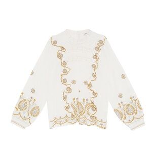 Zara Cream Blouse with Gold Details